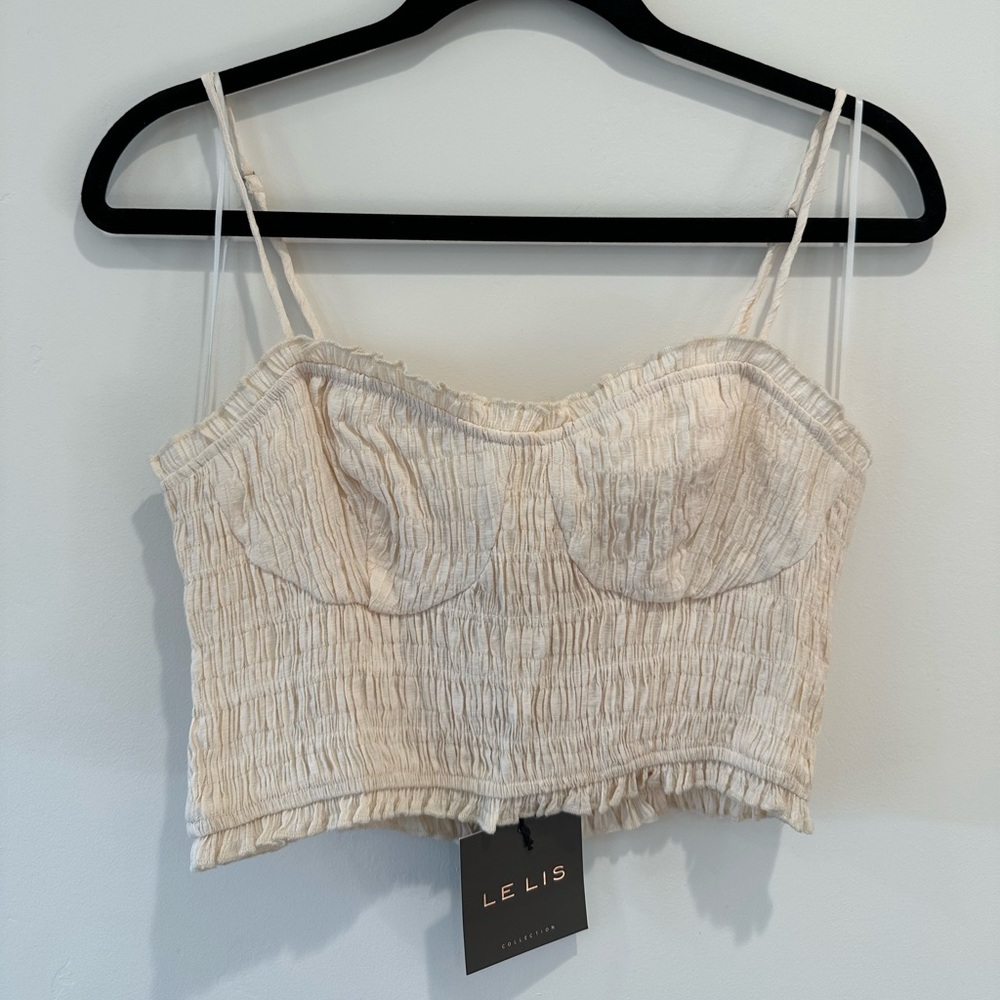Le Lis Beige Textured Bustier Top